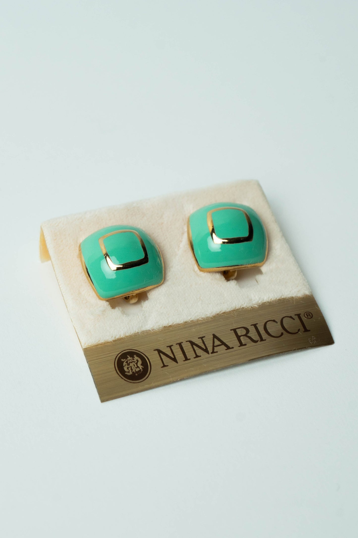 The Nina Ricci "Coussin d'Émail Menthe" Clip-On Earrings