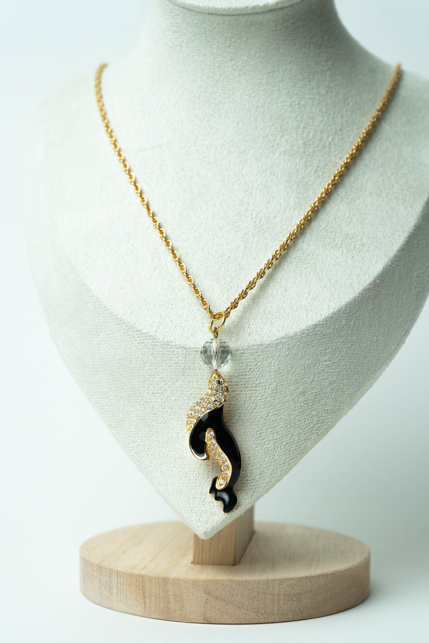 The Swarovski Archival Dauphin Émail Noir Pendant Necklace