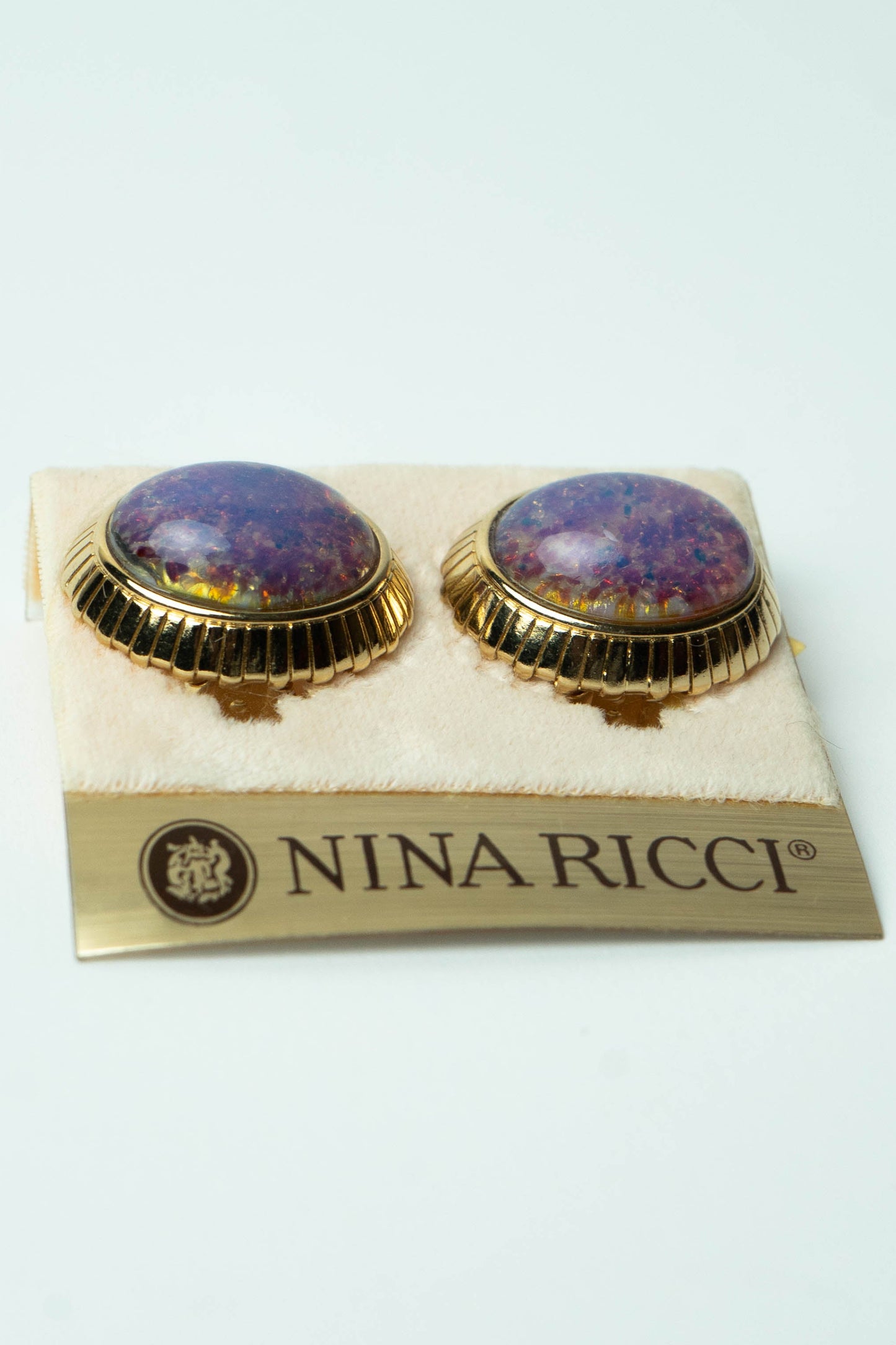 The Nina Ricci Bouton Opale Céleste Fluté Earrings