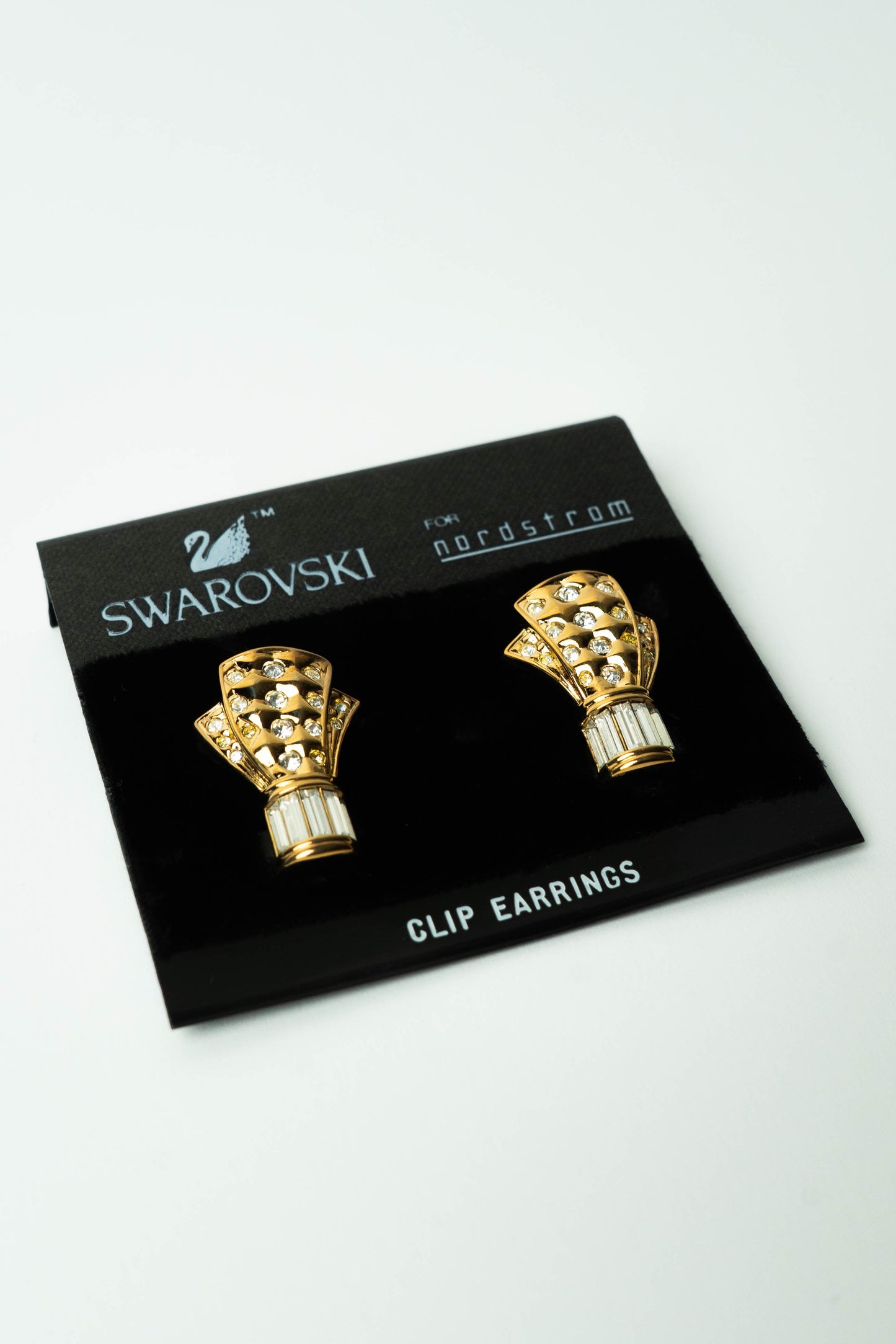 The Swarovski for Nordstrom Art Deco Fan Clip-On Earrings