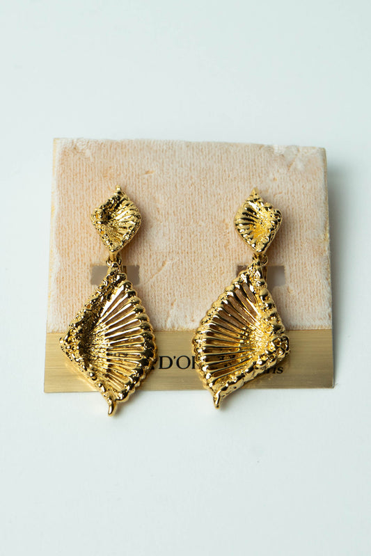The D'Orlan "Feuille Baroque d'Or" Drop Earrings