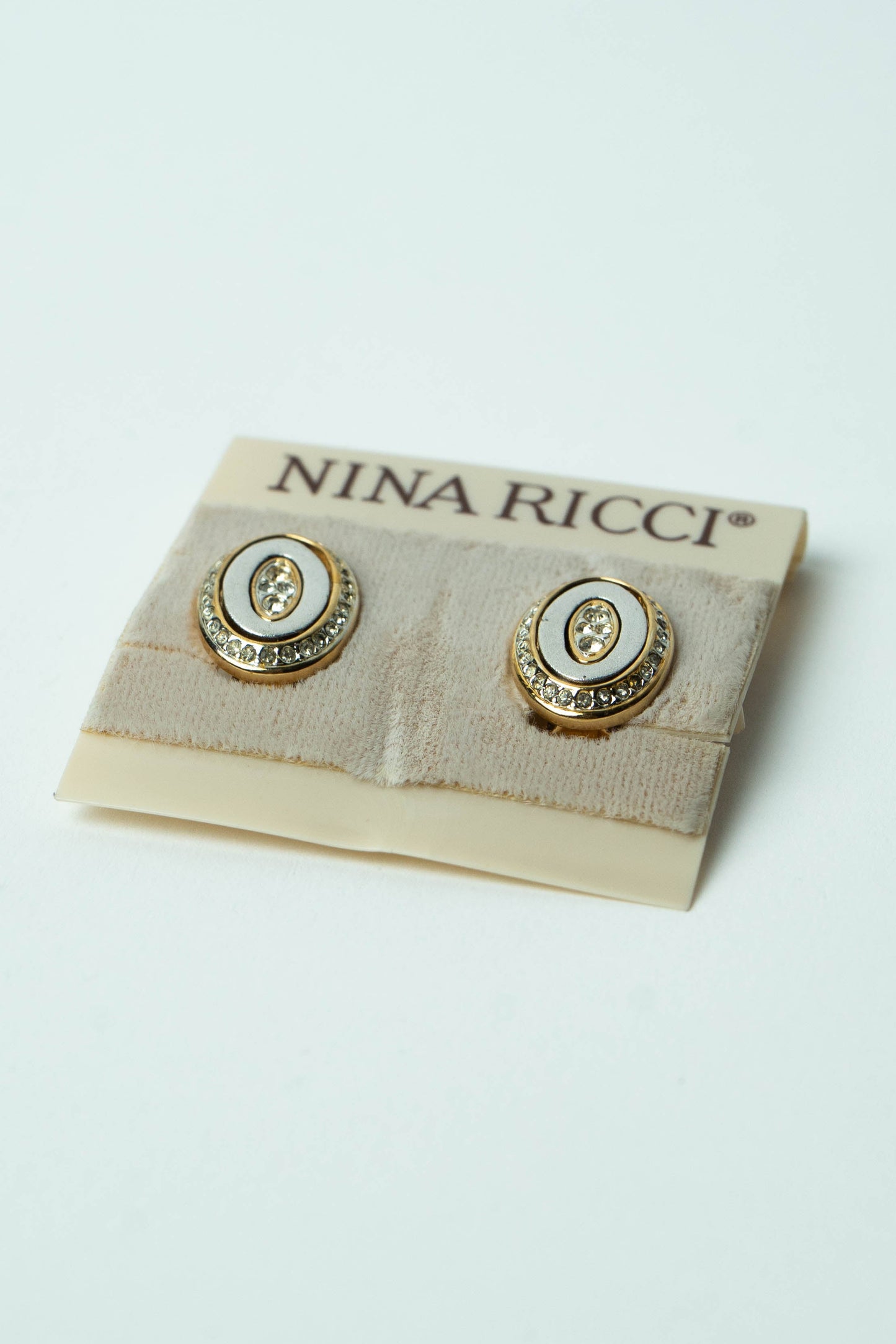 The Nina Ricci "Ovale de Nacre et Cristaux" Clip-On Earrings