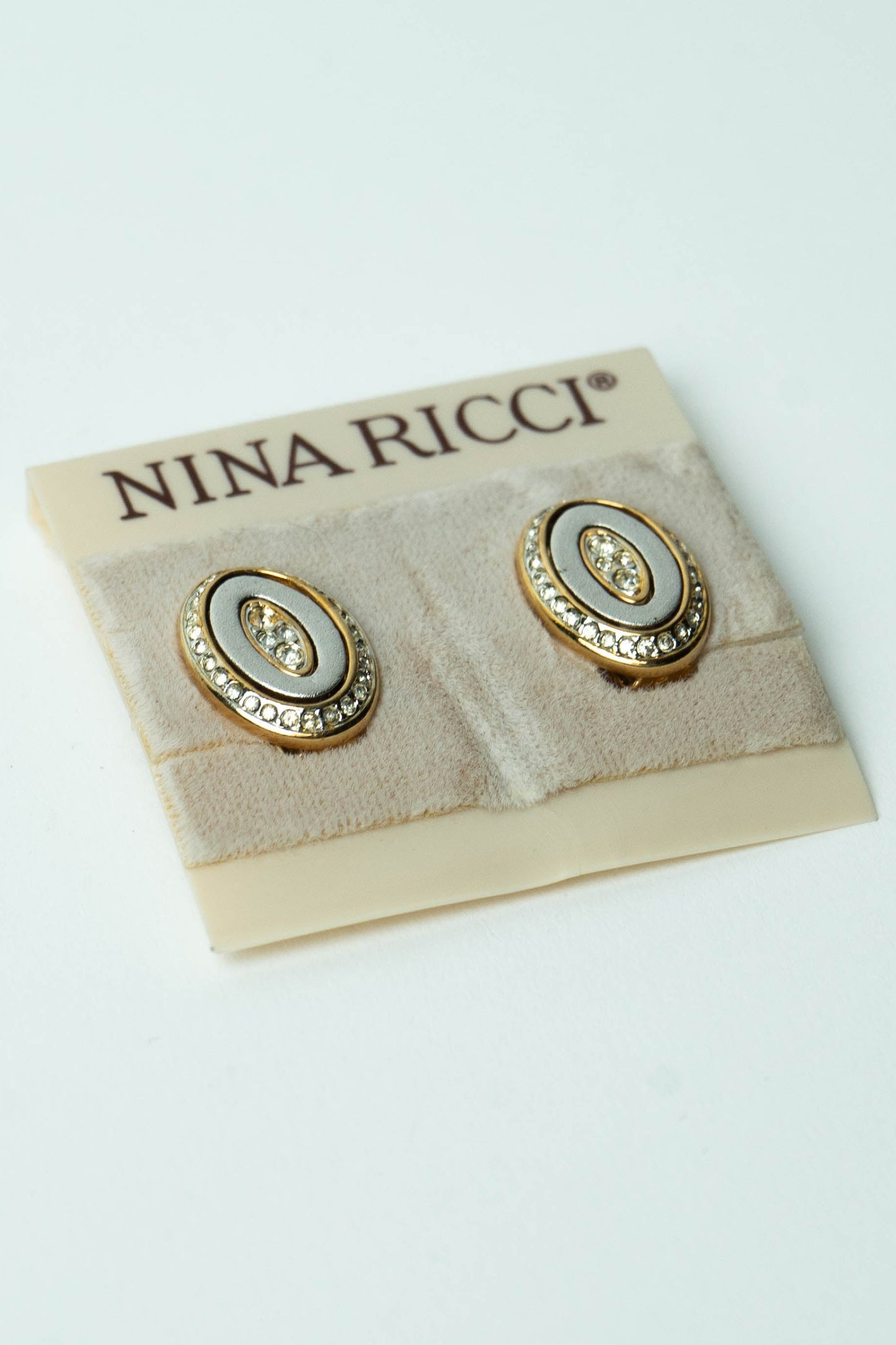 The Nina Ricci "Ovale de Nacre et Cristaux" Clip-On Earrings