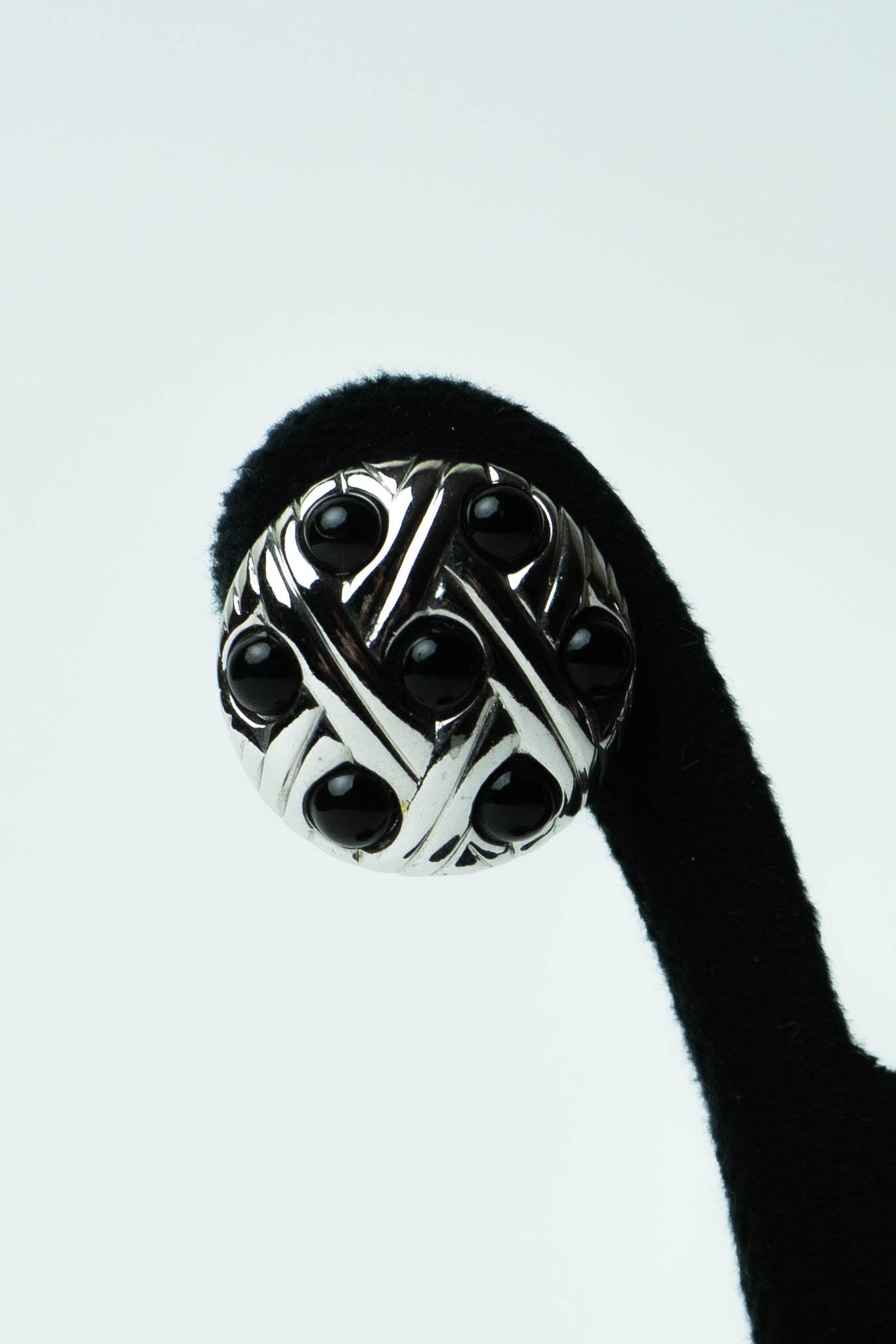 The Nina Ricci "Entrelacs et Onyx" Button Earrings