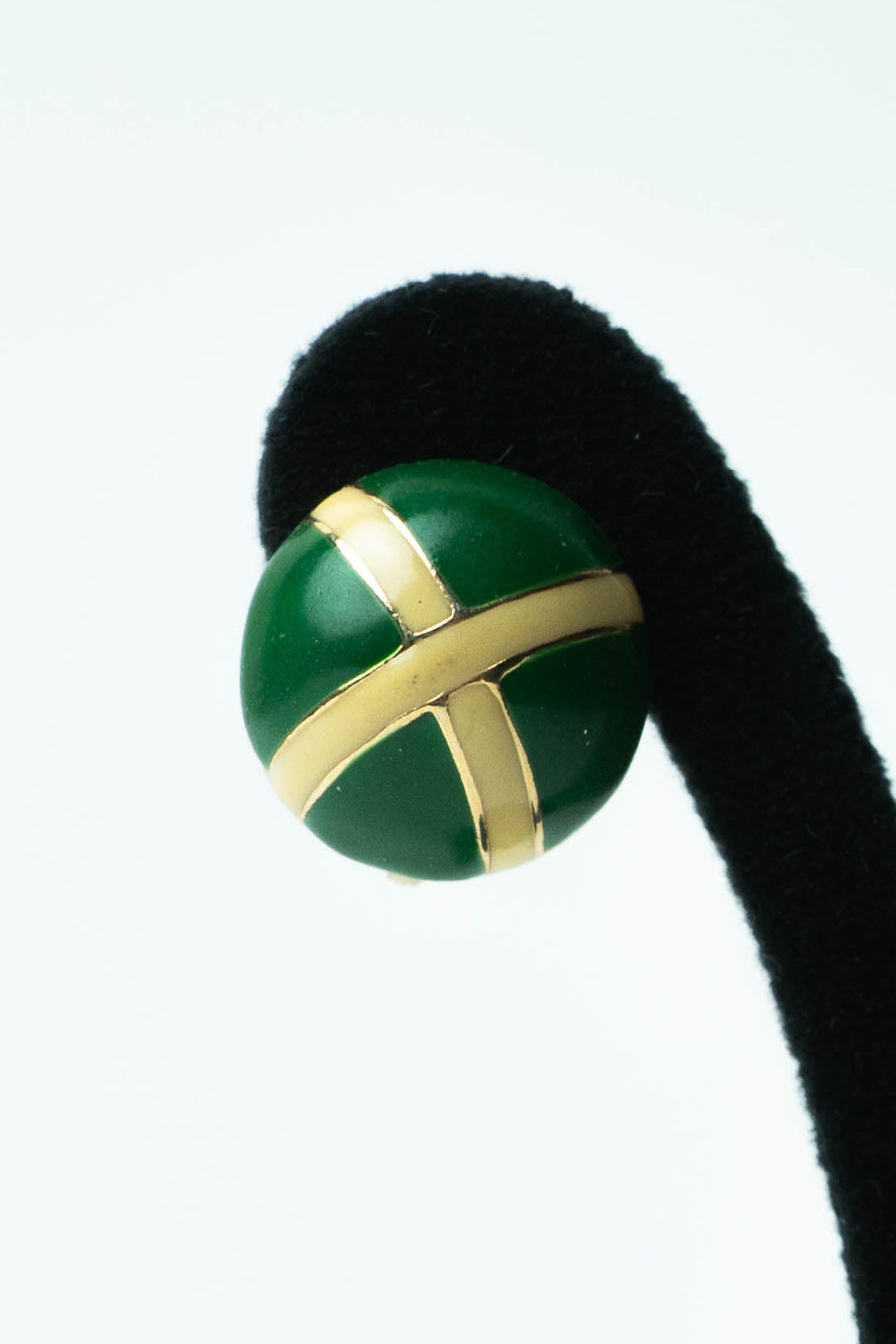The Nina Ricci "Croisé d'Émail Vert" Button Earrings