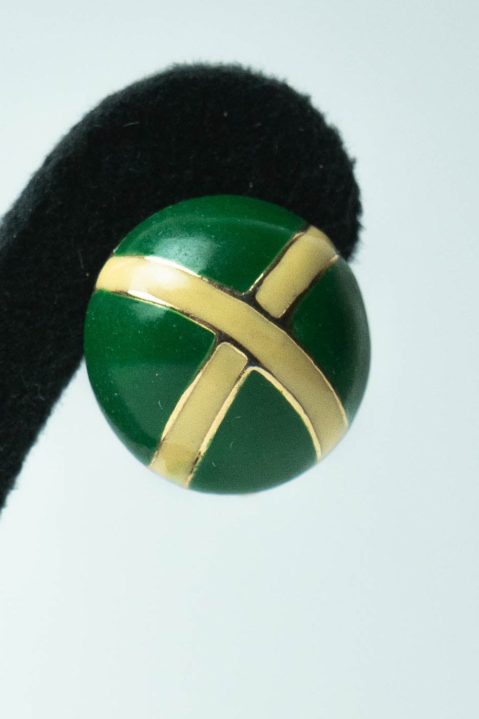 The Nina Ricci "Croisé d'Émail Vert" Button Earrings