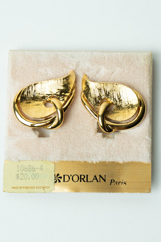The D'Orlan "Feuille de Satin d'Or" Clip-On Earrings