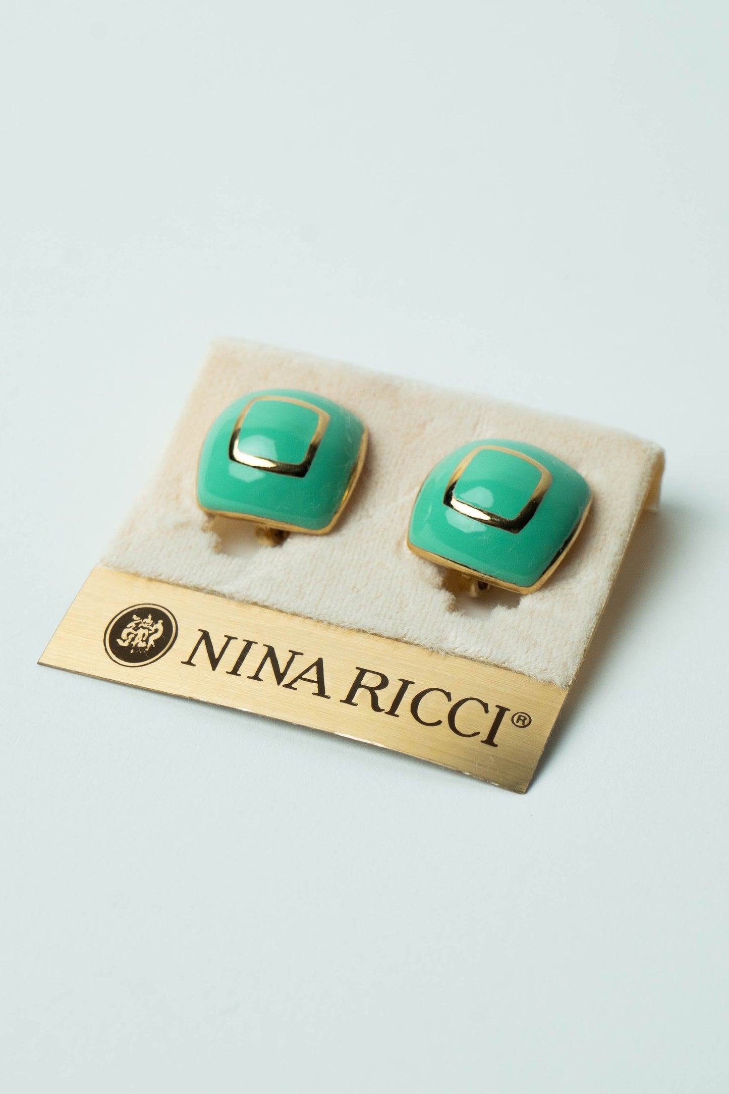 The Nina Ricci "Coussin d'Émail Menthe" Clip-On Earrings