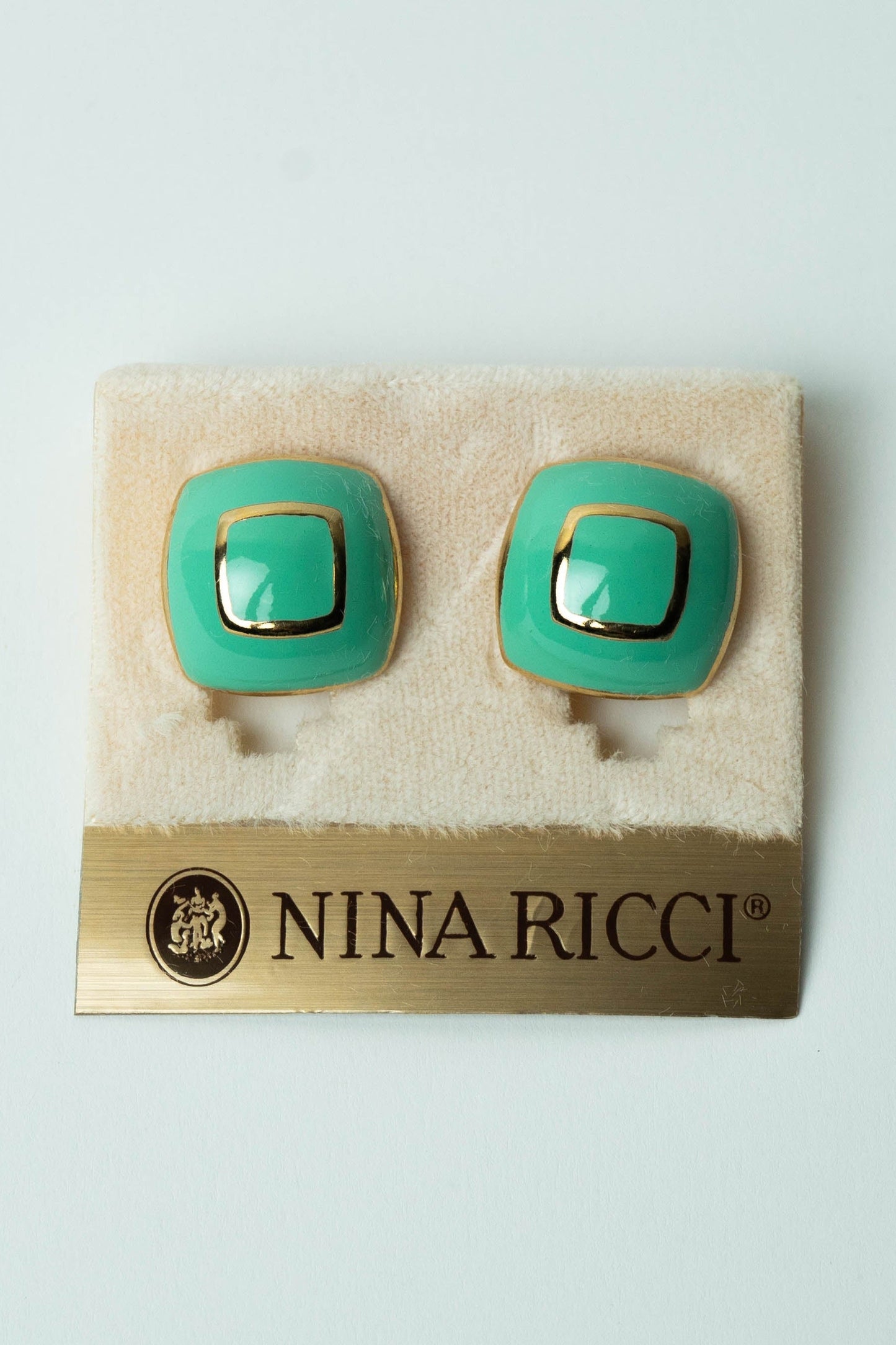 The Nina Ricci "Coussin d'Émail Menthe" Clip-On Earrings