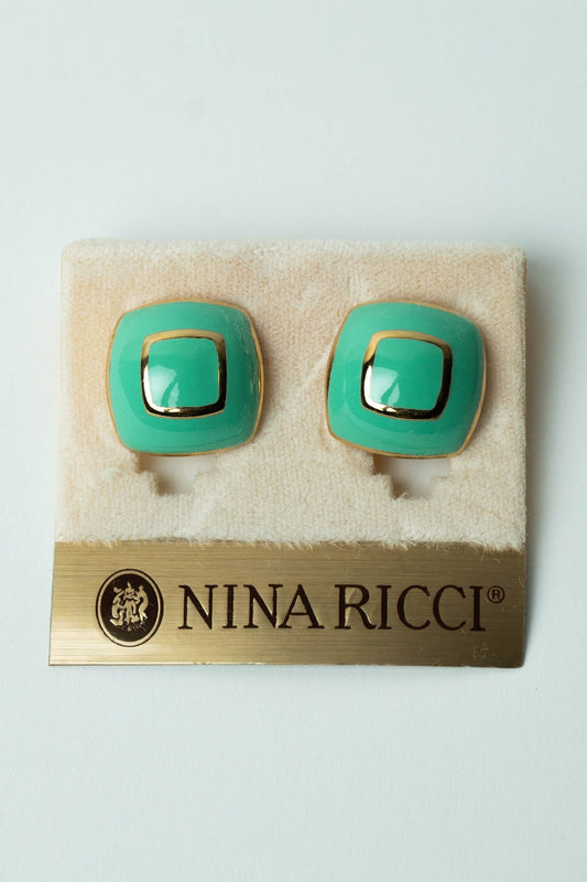 The Nina Ricci "Coussin d'Émail Menthe" Clip-On Earrings