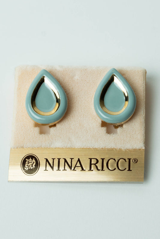 The Nina Ricci "Goutte d'Émail Céladon" Clip-On Earrings