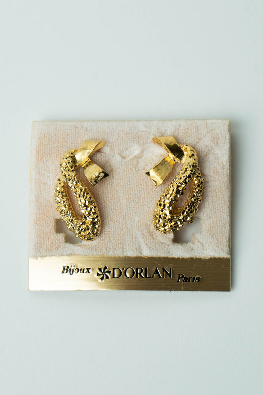 The D'Orlan "Nœud de Satin Doré" Clip-On Earrings