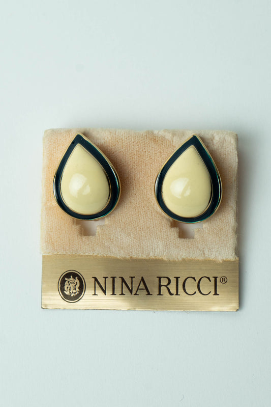 The Nina Ricci "Goutte de Crème et Noir" Clip-On Earrings