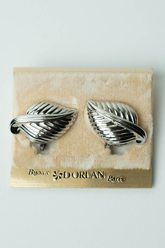 The D'Orlan "Feuille d'Argent Ciselée" Clip-On Earrings