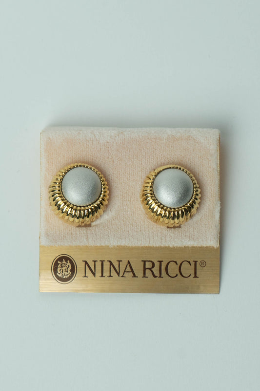 The Nina Ricci Halo Mixed-Metal Button Earrings