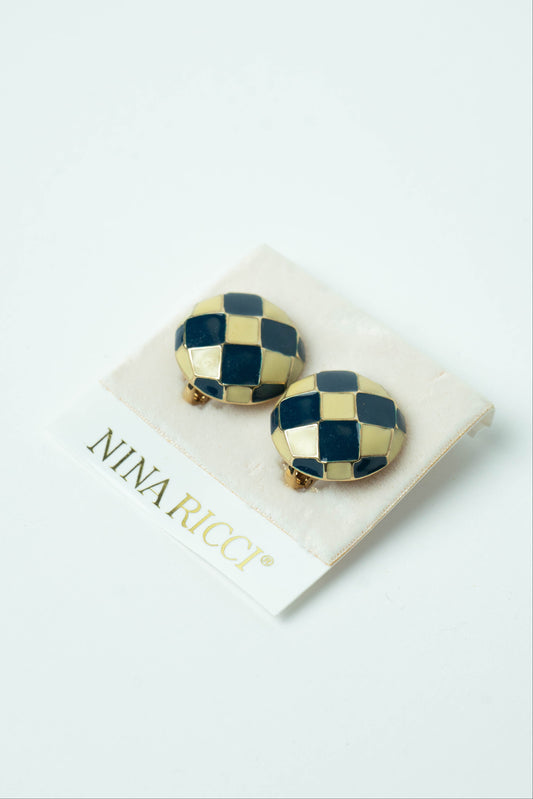 The Nina Ricci Échiquier Enamel Button Earrings