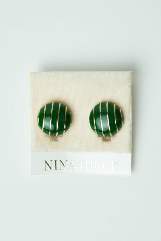 The Nina Ricci Rayure Enamel Button Earrings