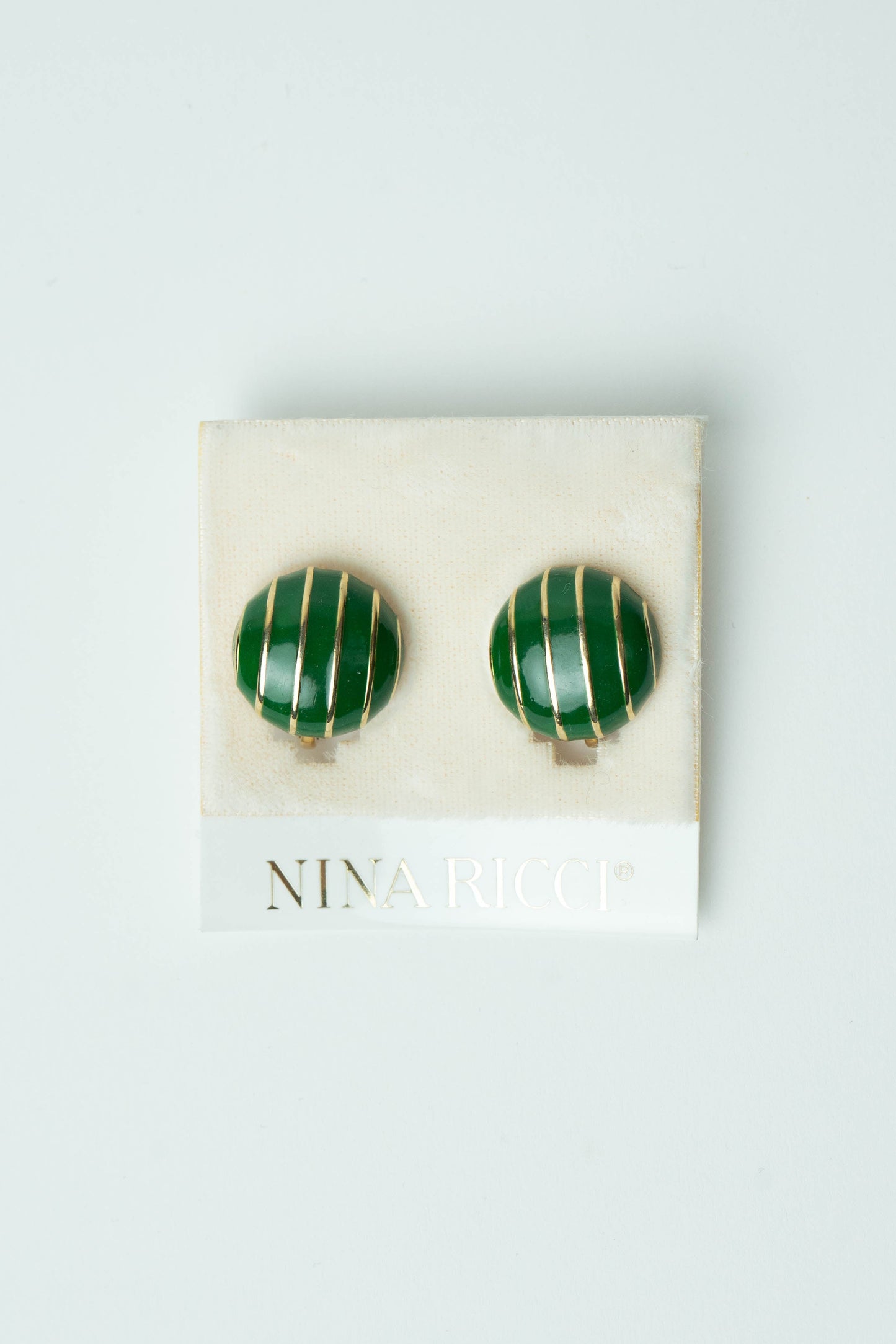 The Nina Ricci Rayure Enamel Button Earrings
