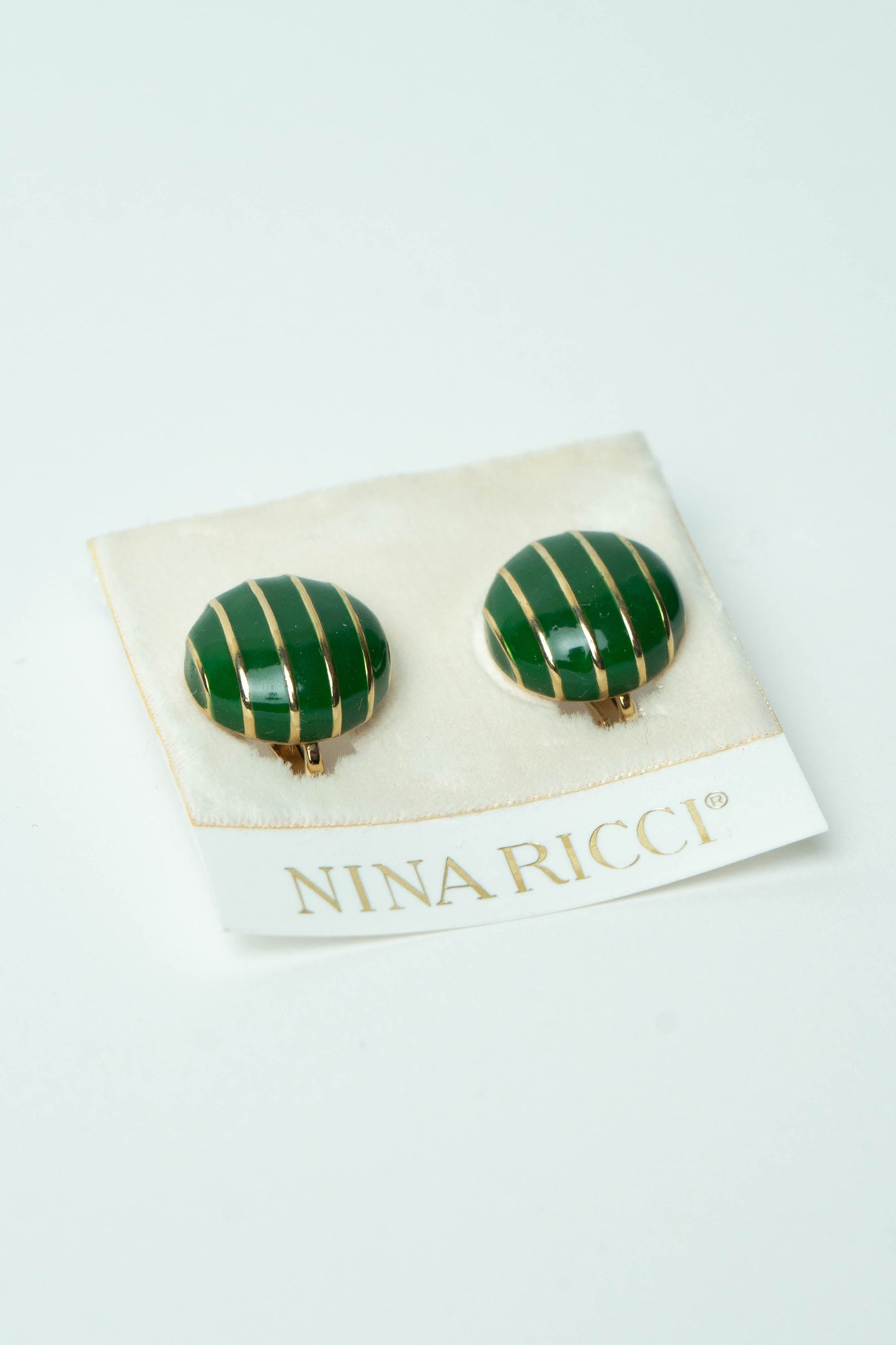 The Nina Ricci Rayure Enamel Button Earrings