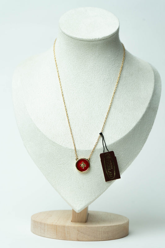 The D’Orlan Émail Rouge Fleur Button Necklace