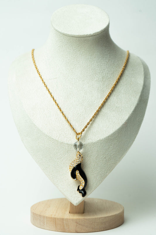 The Swarovski Archival Dauphin Émail Noir Pendant Necklace