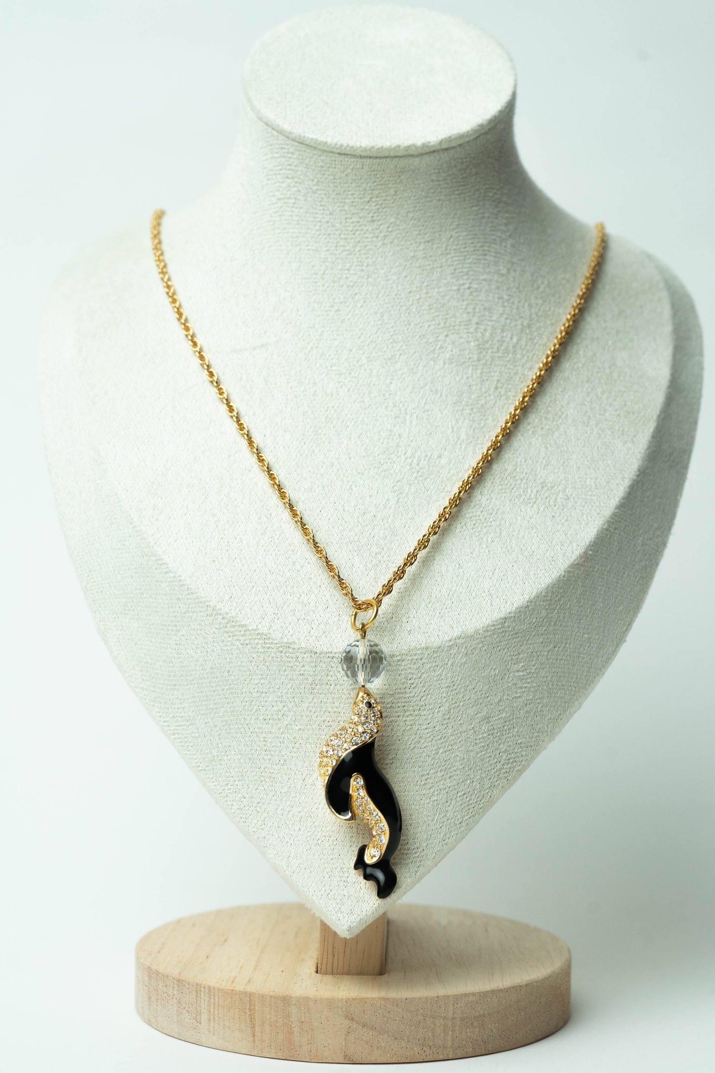 The Swarovski Archival Dauphin Émail Noir Pendant Necklace
