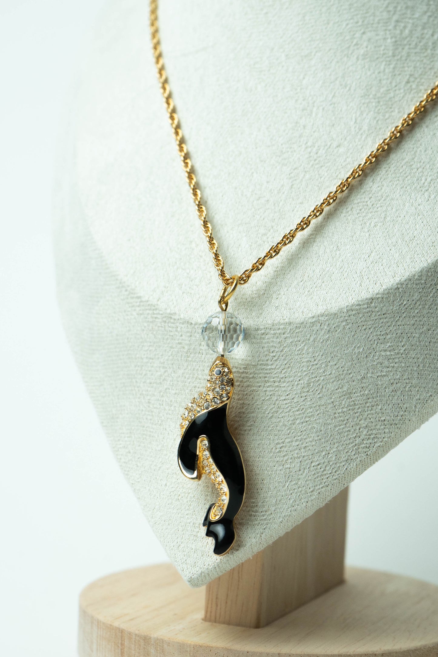 The Swarovski Archival Dauphin Émail Noir Pendant Necklace