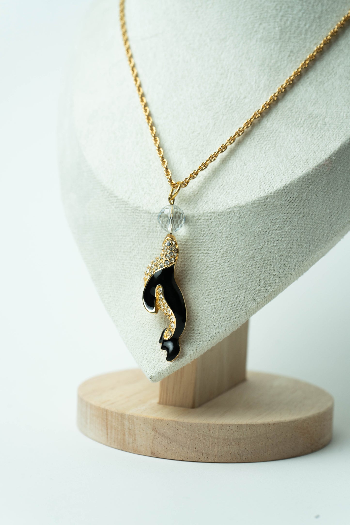 The Swarovski Archival Dauphin Émail Noir Pendant Necklace