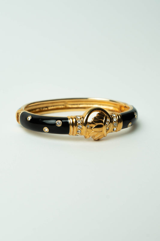 The Swarovski Archival Émail Noir Emblème Baroque Bangle