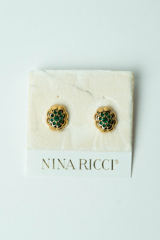 The Nina Ricci Bouton Fleur d'Émeraude Stud Earrings