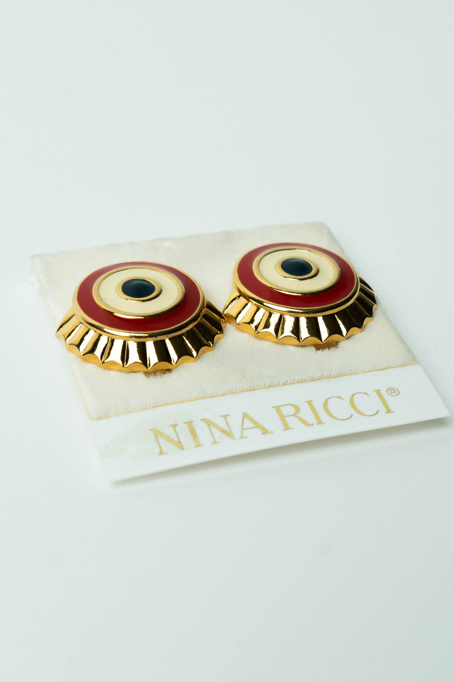 The Nina Ricci Bouton Cible Émail Tricolore Earrings