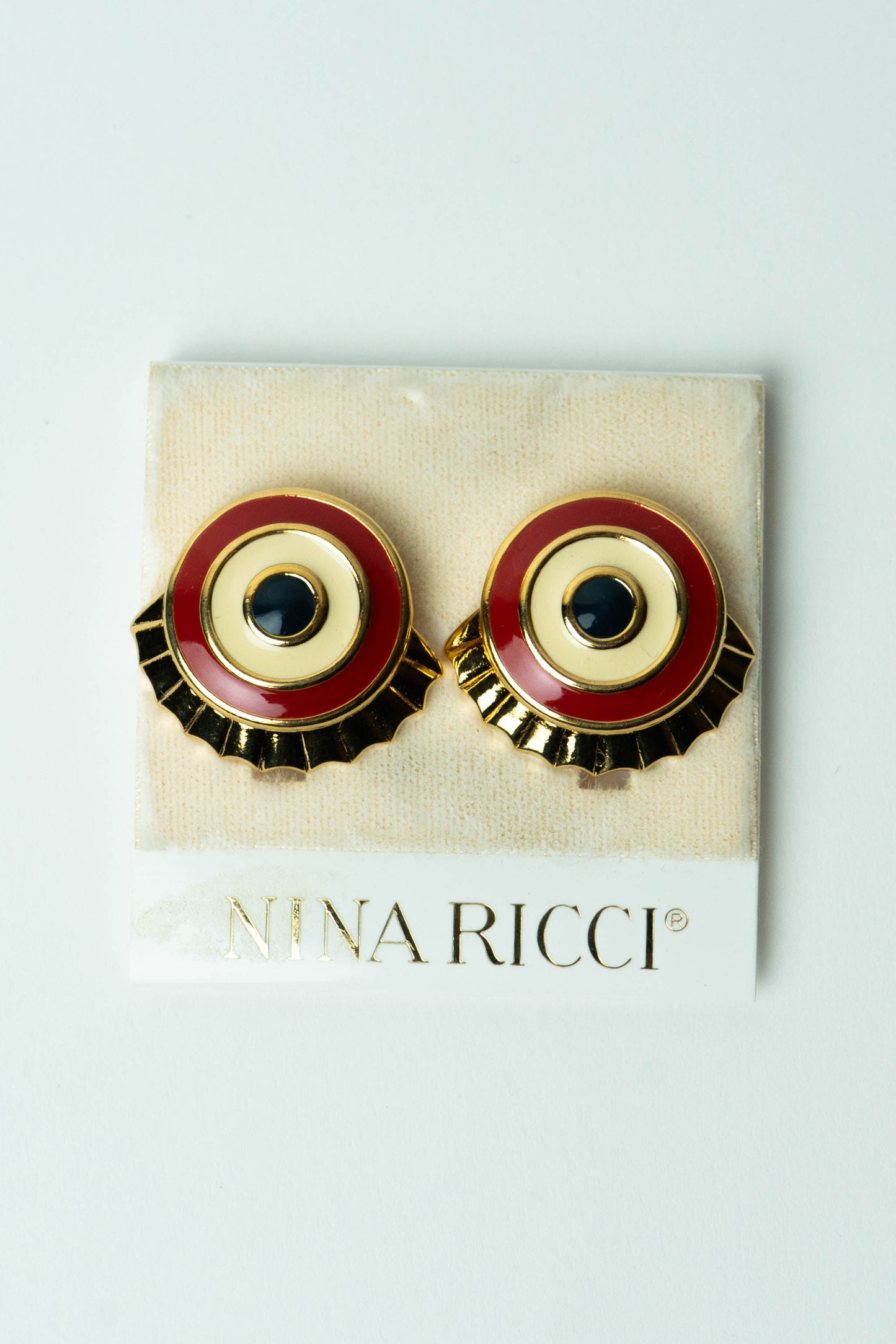 The Nina Ricci Bouton Cible Émail Tricolore Earrings