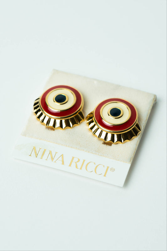 The Nina Ricci Bouton Cible Émail Tricolore Earrings