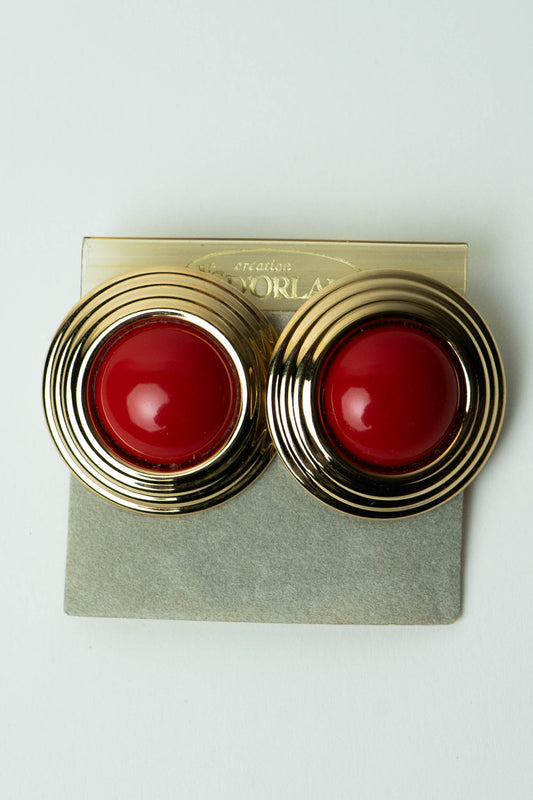The D'Orlan Bouton Concentrique Cabochon Rouge Earrings