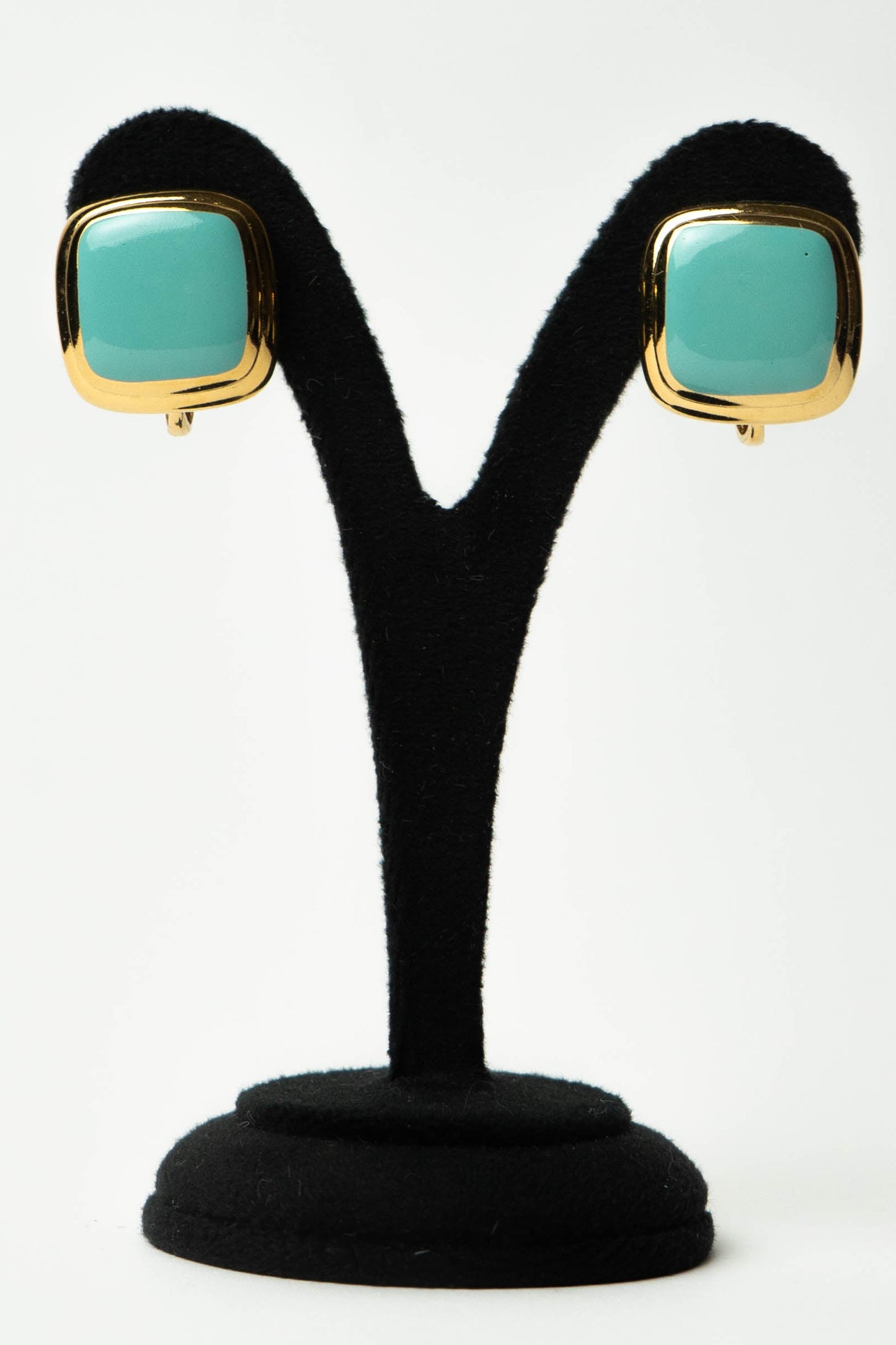 The D'Orlan Carré Turquoise Émaillé Clip-On Earrings