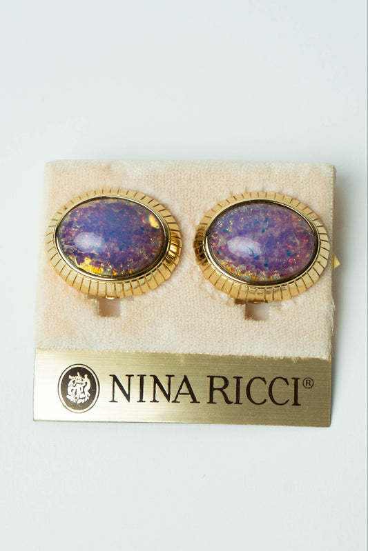The Nina Ricci Bouton Opale Céleste Fluté Earrings