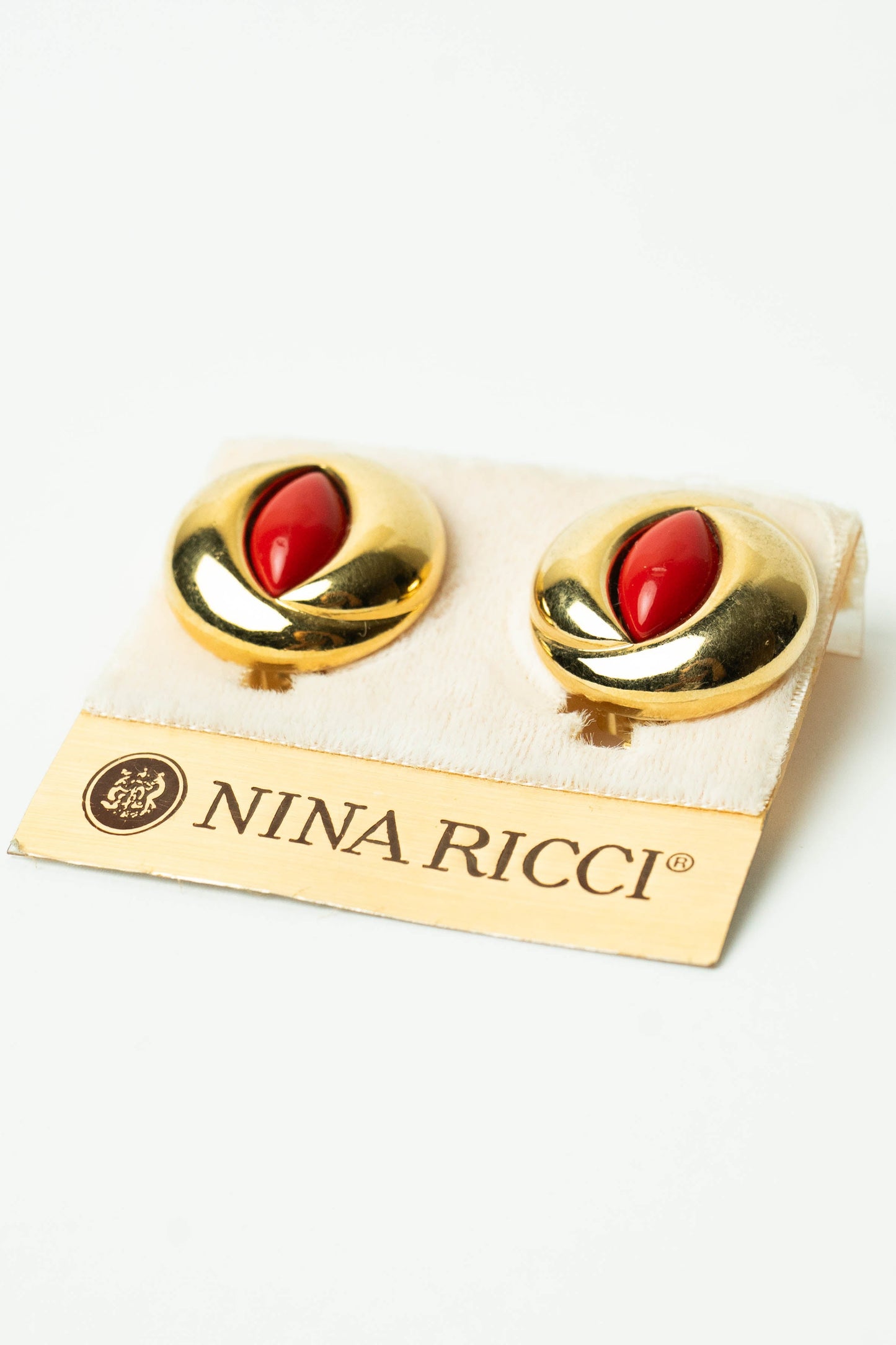 The Nina Ricci Tourbillon d’Or et Cabochon Rouge Earrings