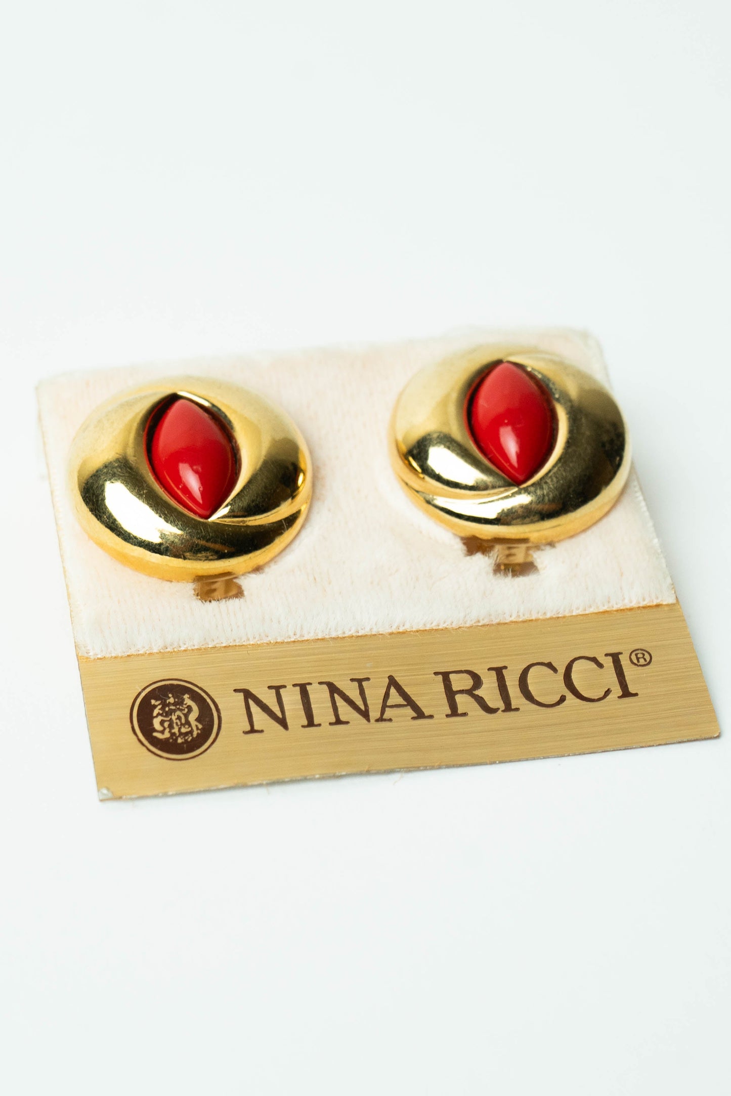 The Nina Ricci Tourbillon d’Or et Cabochon Rouge Earrings
