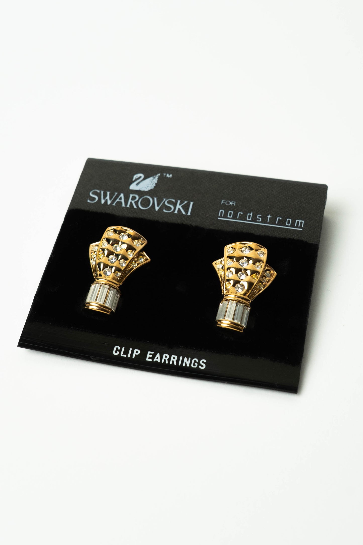 The Swarovski for Nordstrom Art Deco Fan Clip-On Earrings