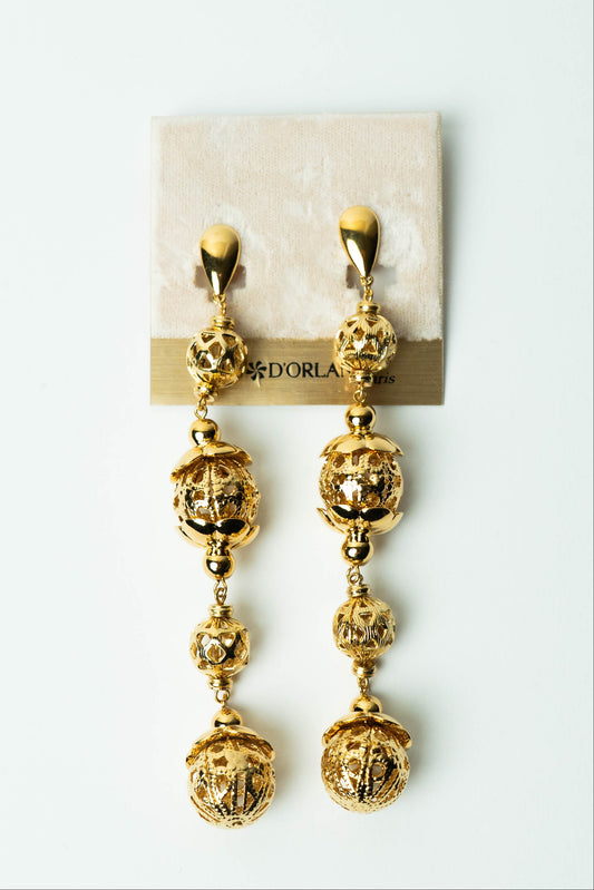 The Bijoux D'Orlan Cascade de Sphères Filigranées Drop Earrings