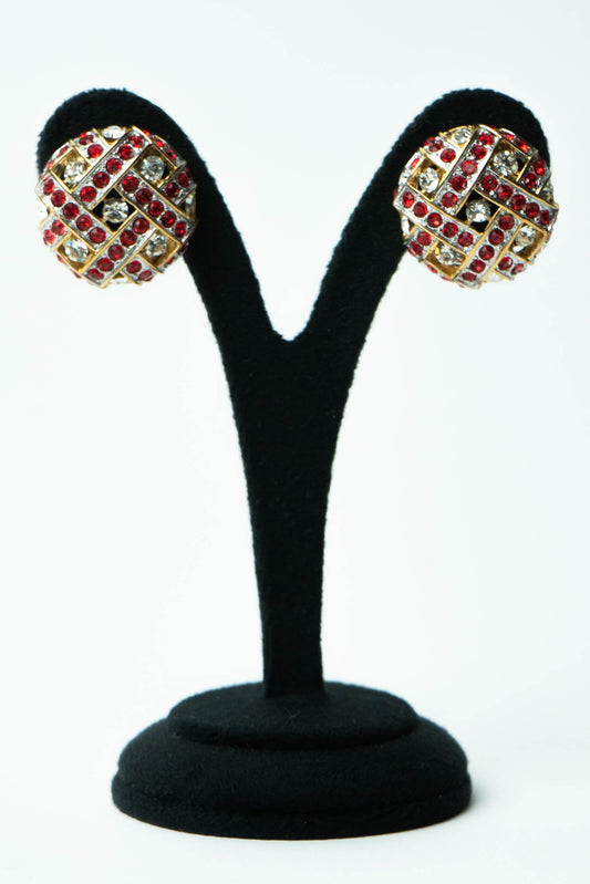 The Nina Ricci Dôme en Treillis de Rubis et Cristal Earrings