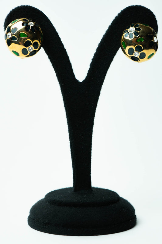 The Alpha Dôme Fleuri d'Émail et Cristaux Earrings