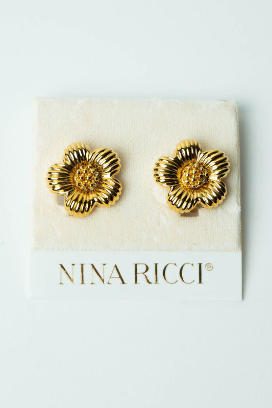 The Nina Ricci Fleur Côtelée d'Or Clip-On Earrings